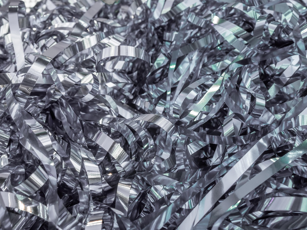 aluminum, scrap metal, rolled, foil, scrap, strip, metal, shiny, metallic, tape, waste, recycling